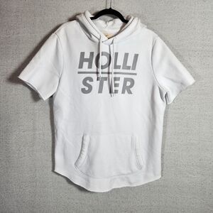 Hollister Unisex L White Short Sleeve Hoodie